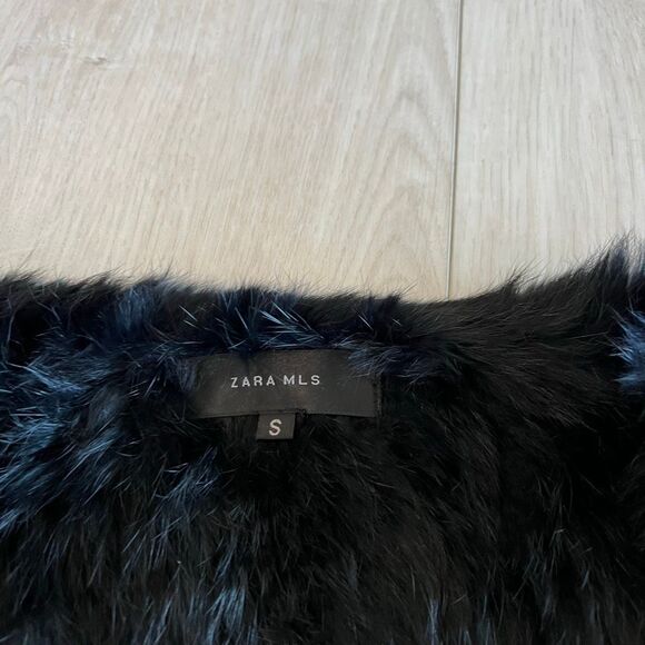 Zara MLS black faux fur bolero jacket with a front tie closure size s - Picture 5 of 8